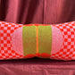 Vintage towel throw pillow: pink & red checkers