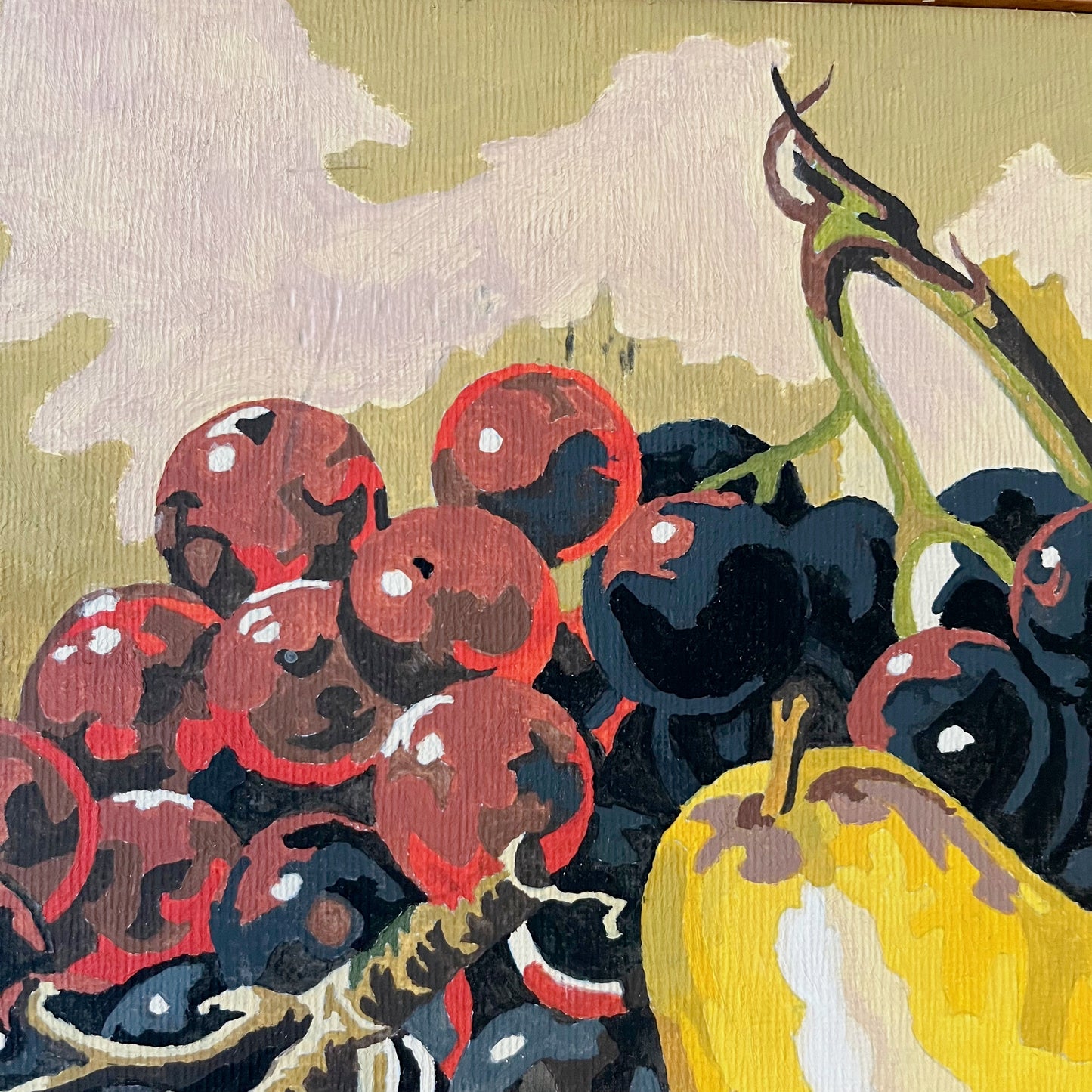 Vintage paint-by-number of a fruit still life