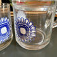 Set of 3 glass mugs with blue and white flowers