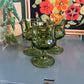 Vintage Indiana Glass "King's Crown" glasses in avocado green (sets of 2)