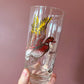 Set of 6 glass tumblers with colorful bird imagery