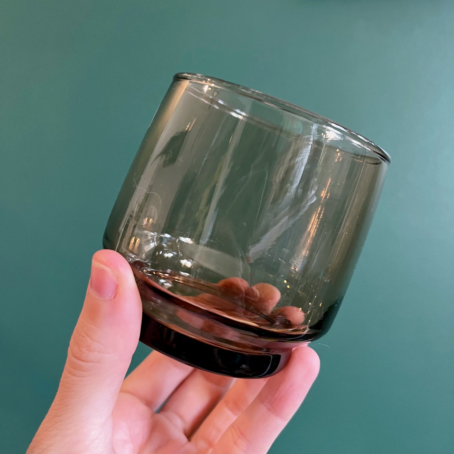 Set of two vintage smoky rocks glasses