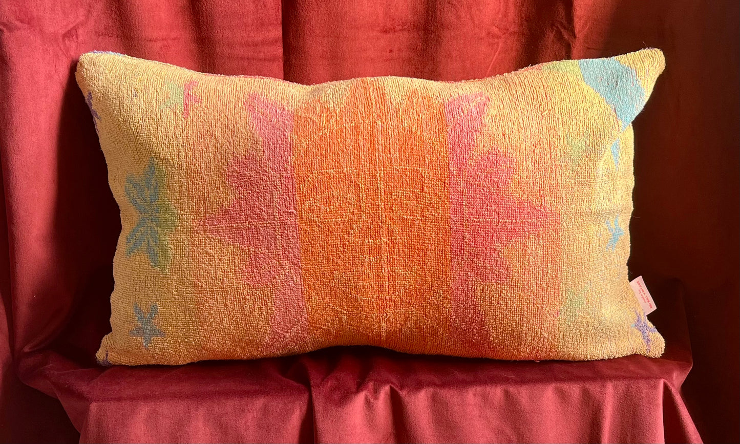 Vintage towel throw pillow: pastel suns