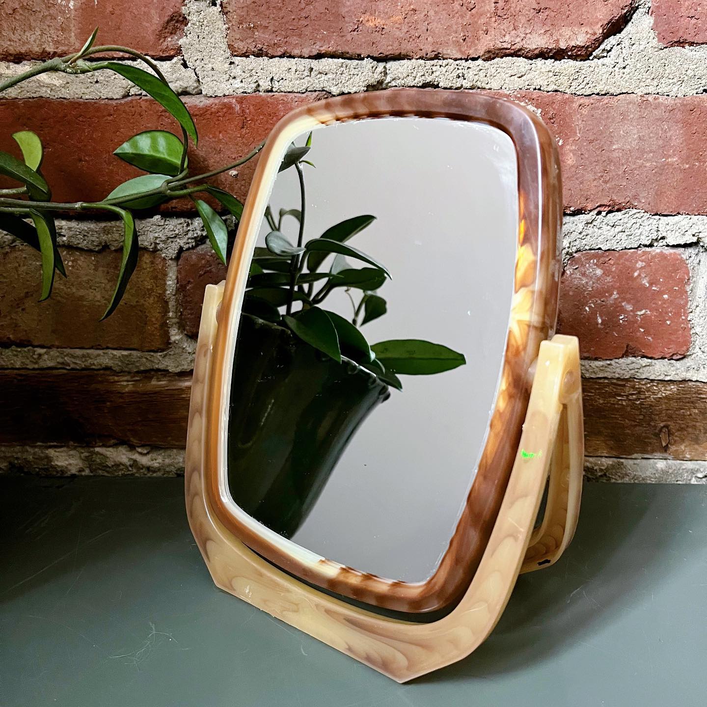 Tortoiseshell acrylic vanity mirror - No Kill Vintage