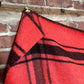 Wool red and black patterned blanket by Filature Plessis - No Kill Vintage