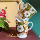 Pedestal mugs with retro flowers - No Kill Vintage