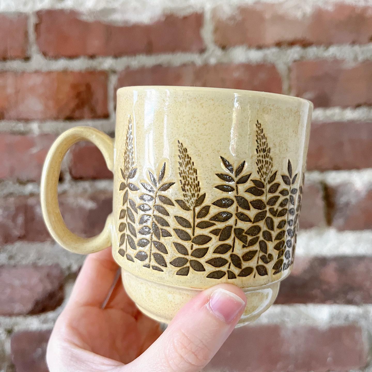 Set of 2 stoneware mugs with wheat pattern - No Kill Vintage