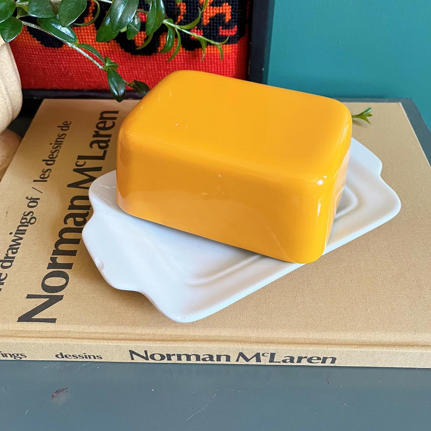 Mancioli yellow butter dish - No Kill Vintage