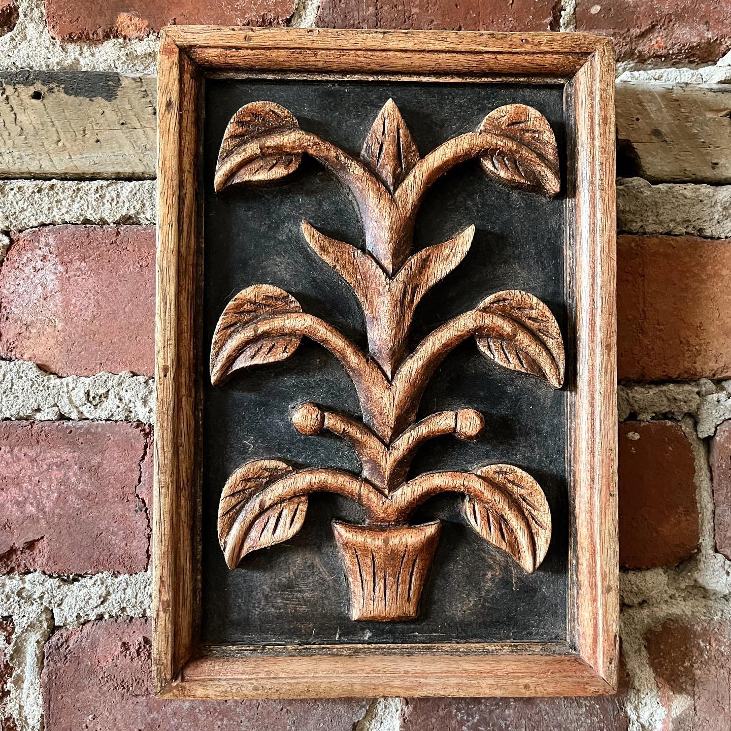 Carved wood floral wall hangings - No Kill Vintage