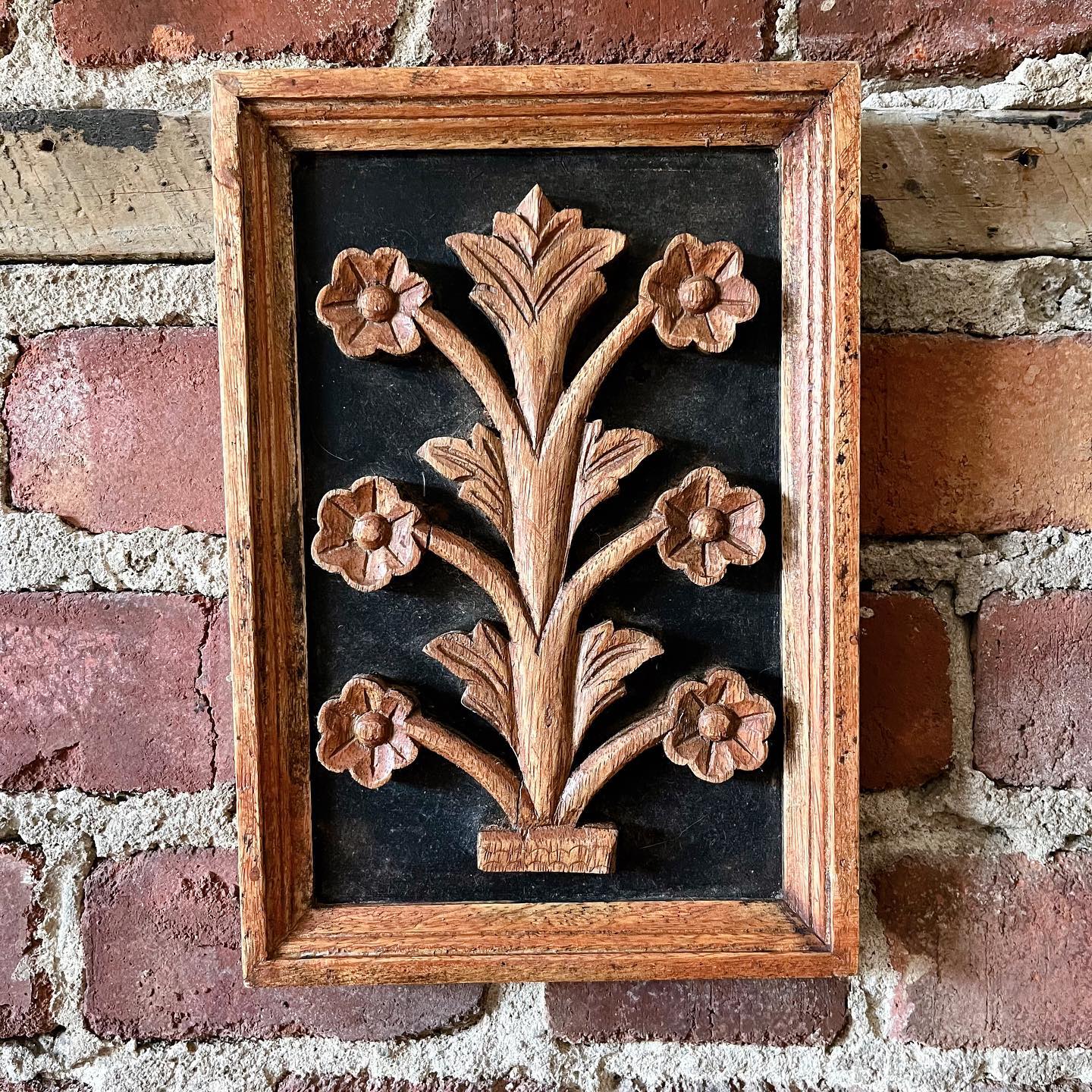 Carved wood floral wall hangings - No Kill Vintage