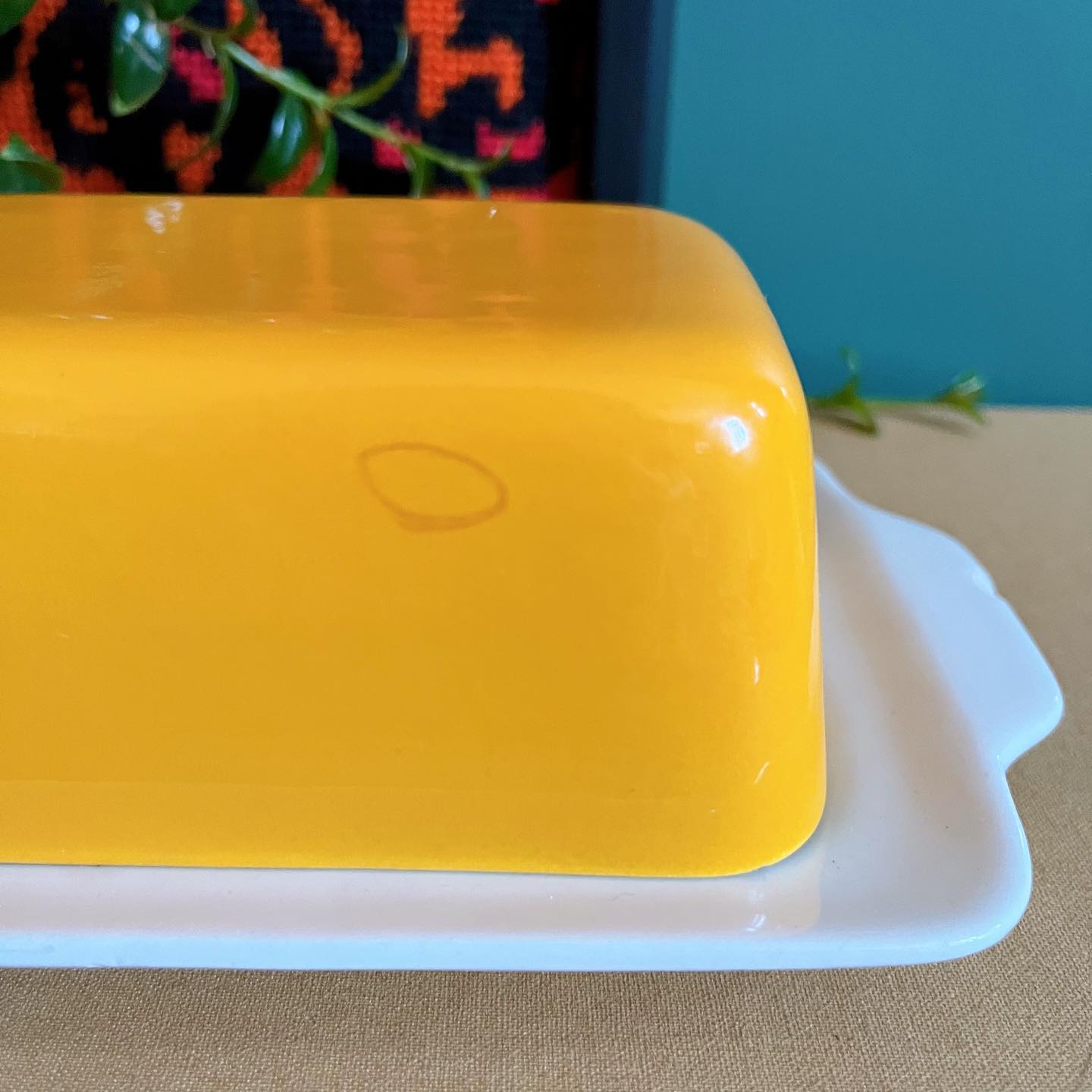 Mancioli yellow butter dish - No Kill Vintage