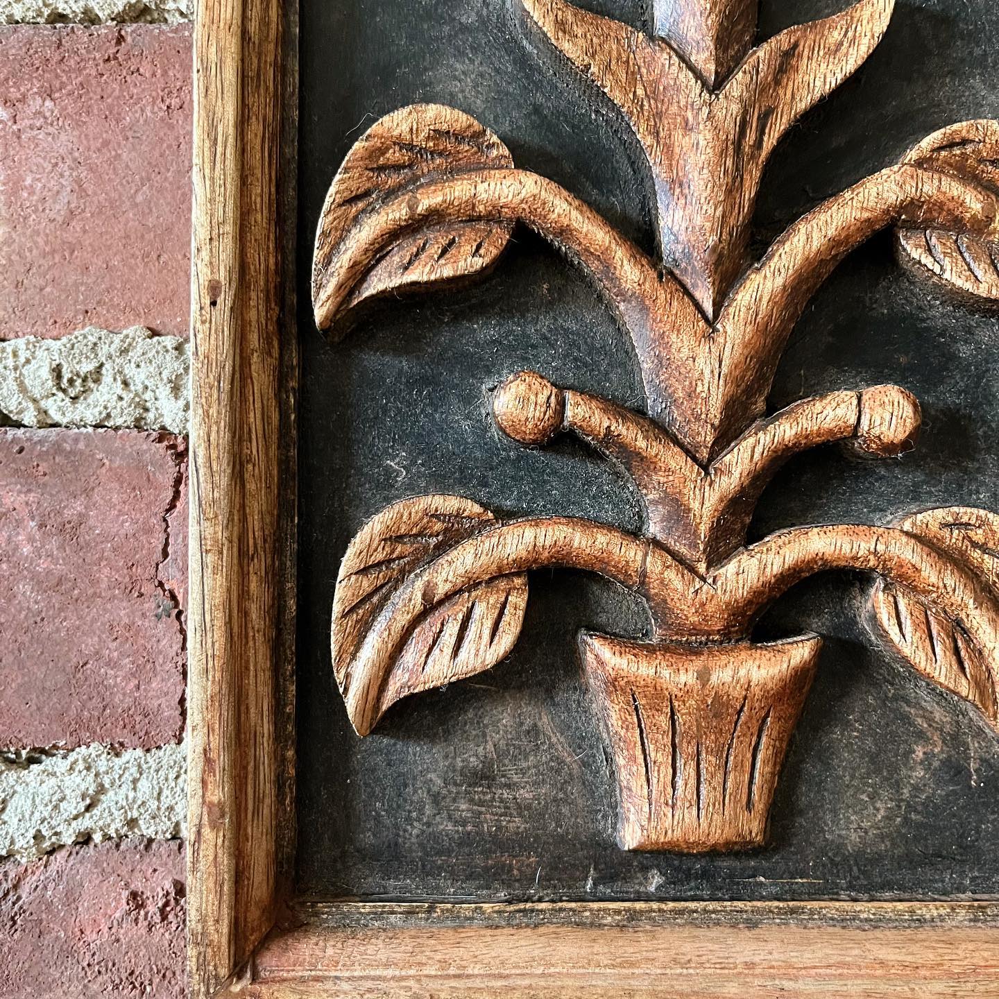 Carved wood floral wall hangings - No Kill Vintage