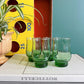 Set of four green juice glasses by Dominion Glass - No Kill Vintage