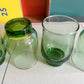 Set of four green juice glasses by Dominion Glass - No Kill Vintage