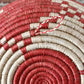 Red and white geometric patterned basket - No Kill Vintage