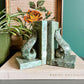 Scroll bookends in green marble - No Kill Vintage