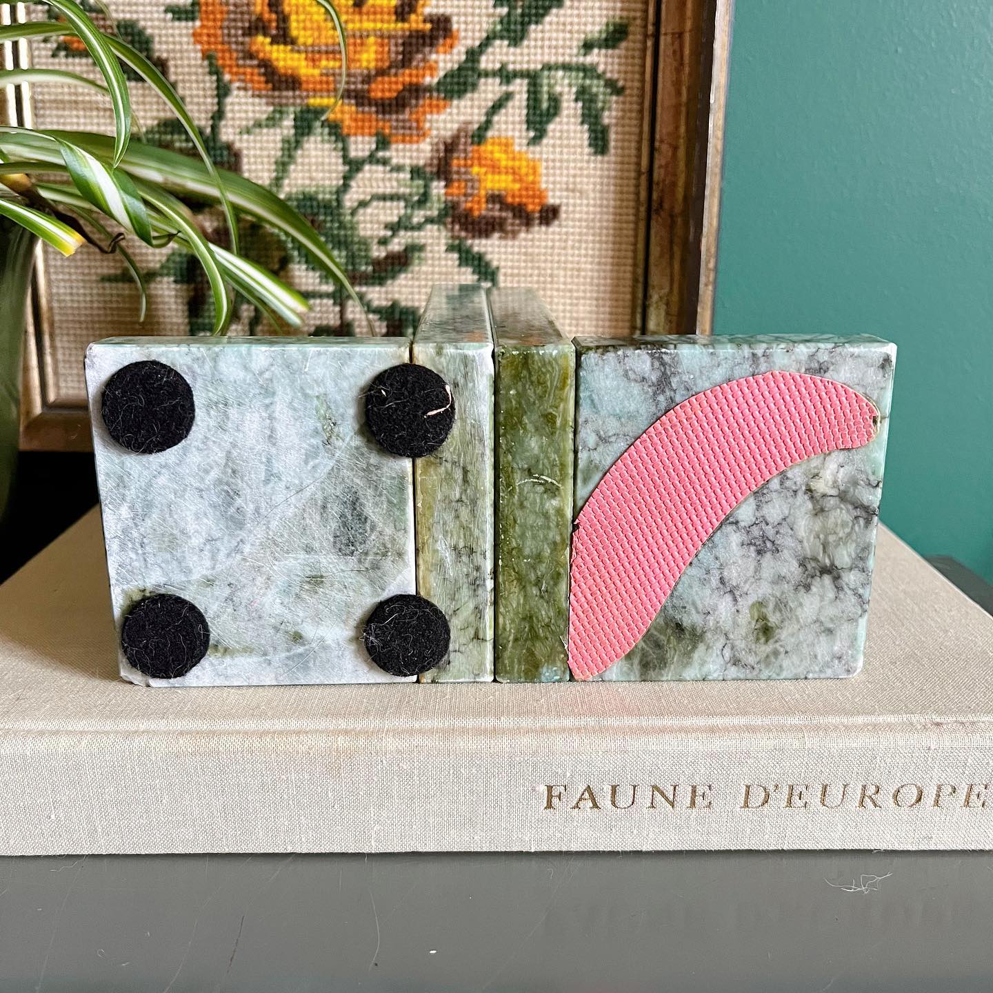 Scroll bookends in green marble - No Kill Vintage