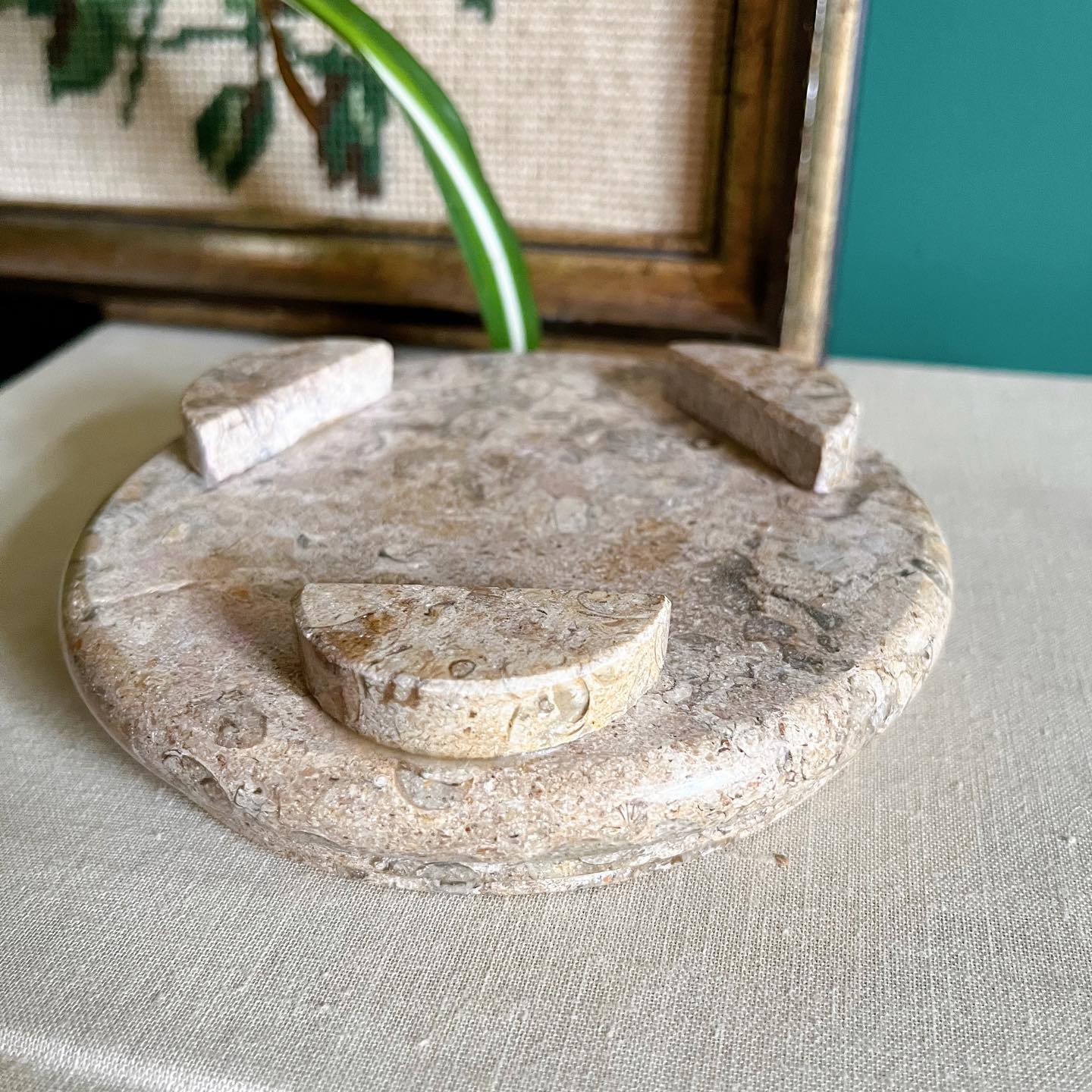 Cream stone footed stand - No Kill Vintage