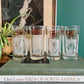 Gold & frosted glass leaf highball glasses by Dominion Glass