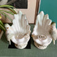 Parakeet and seashell candleholders, made in Japan