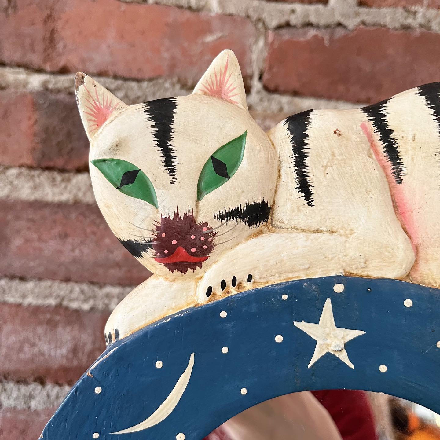 Celestial cat wooden mirror