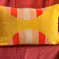 Vintage towel throw pillow: mod pink, red & yellow