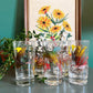 Set of 6 glass tumblers with colorful bird imagery