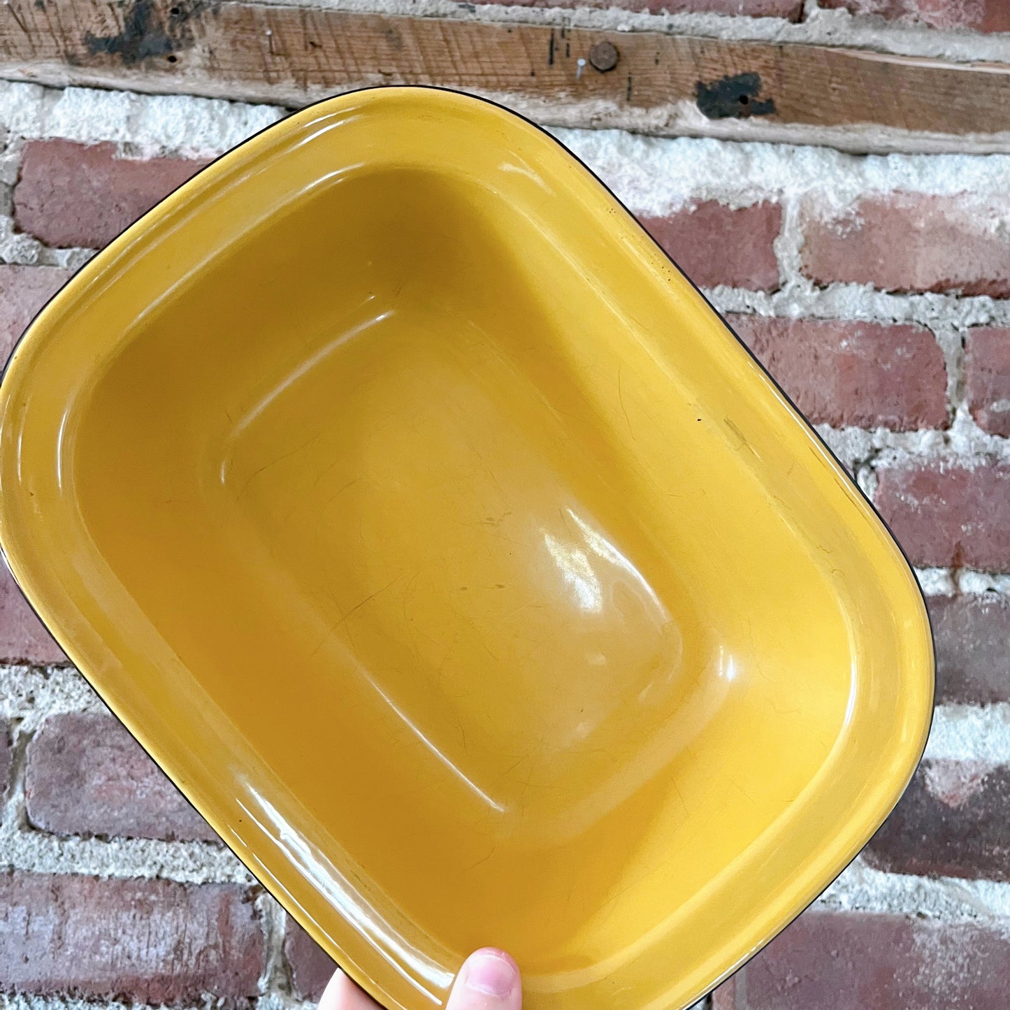 Retro orange, yellow and brown nesting enameled baking trays