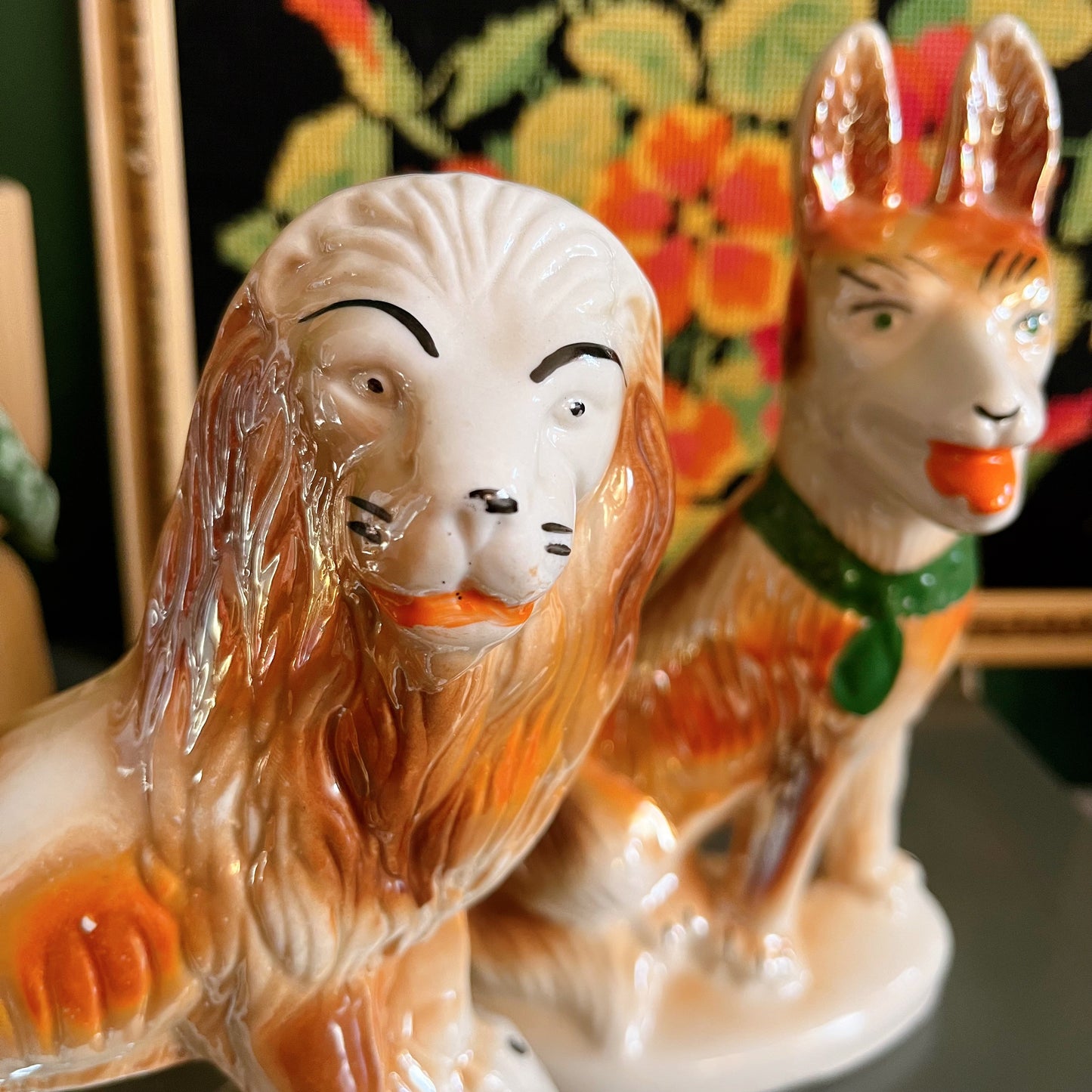 Vintage glossy ceramic animal figurines