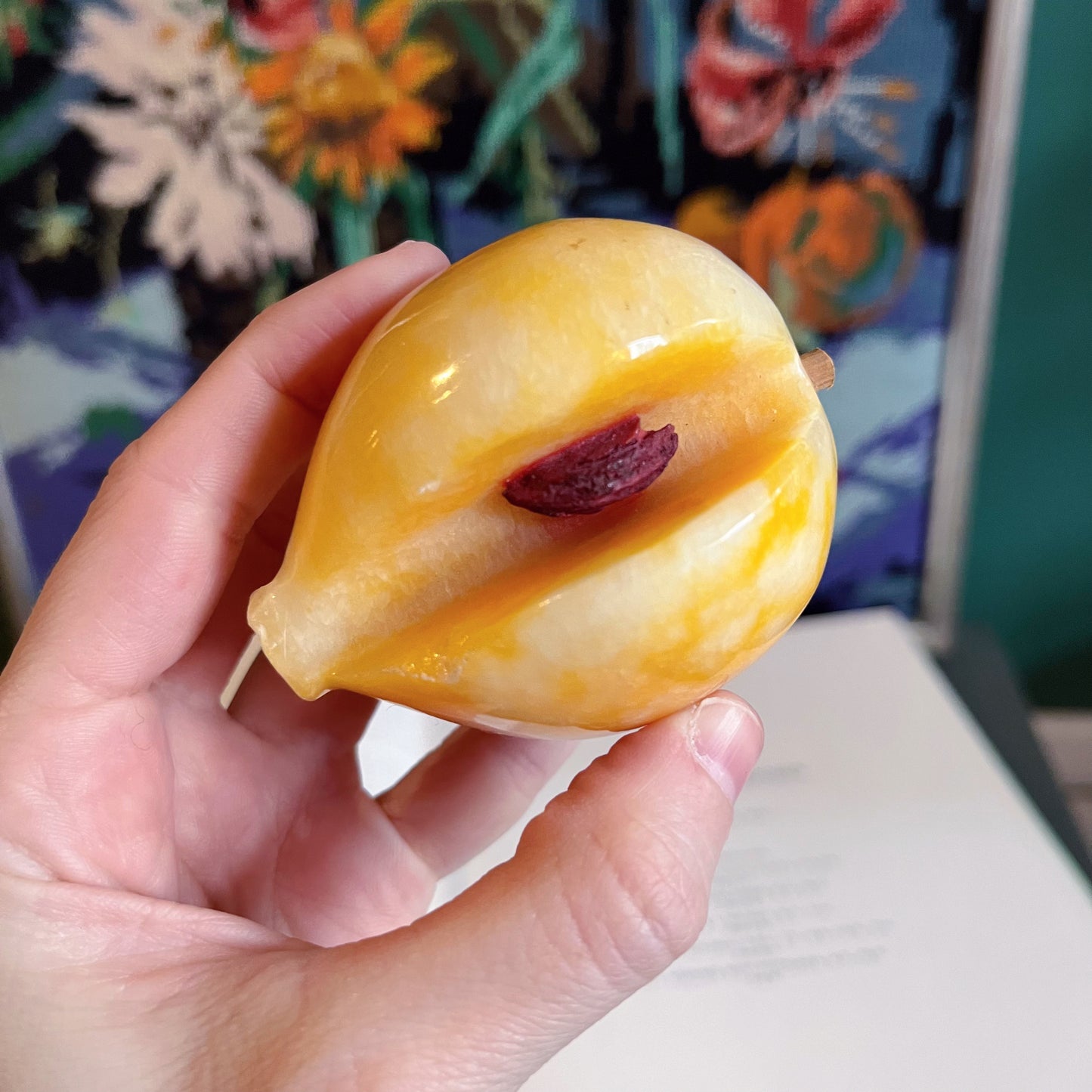 Peach carved stone fruit