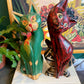 Painted folk art wooden cats