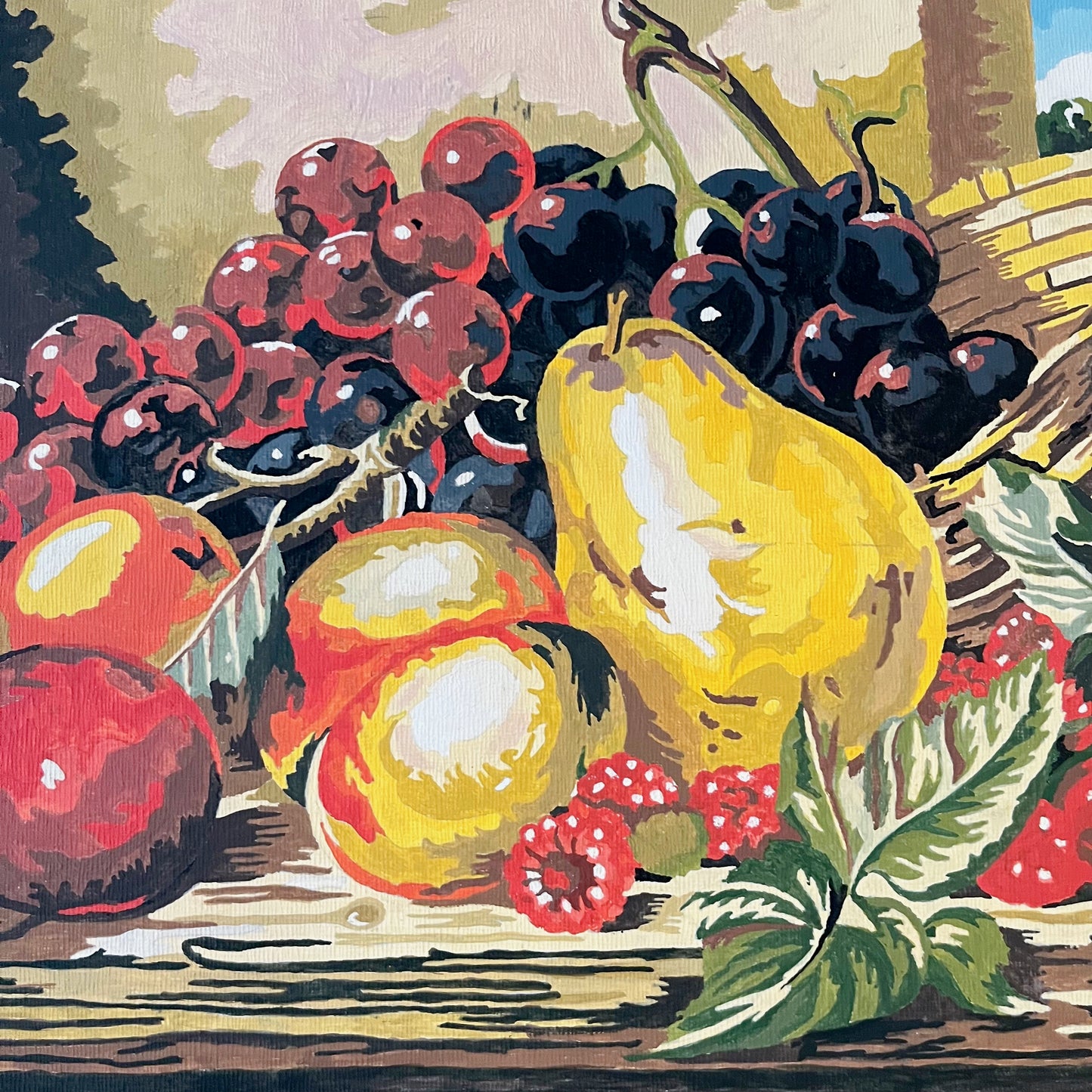 Vintage peinture à numéros d'une nature morte de fruits