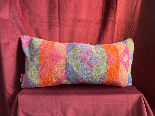 Vintage towel throw pillow: desert pastel diamonds