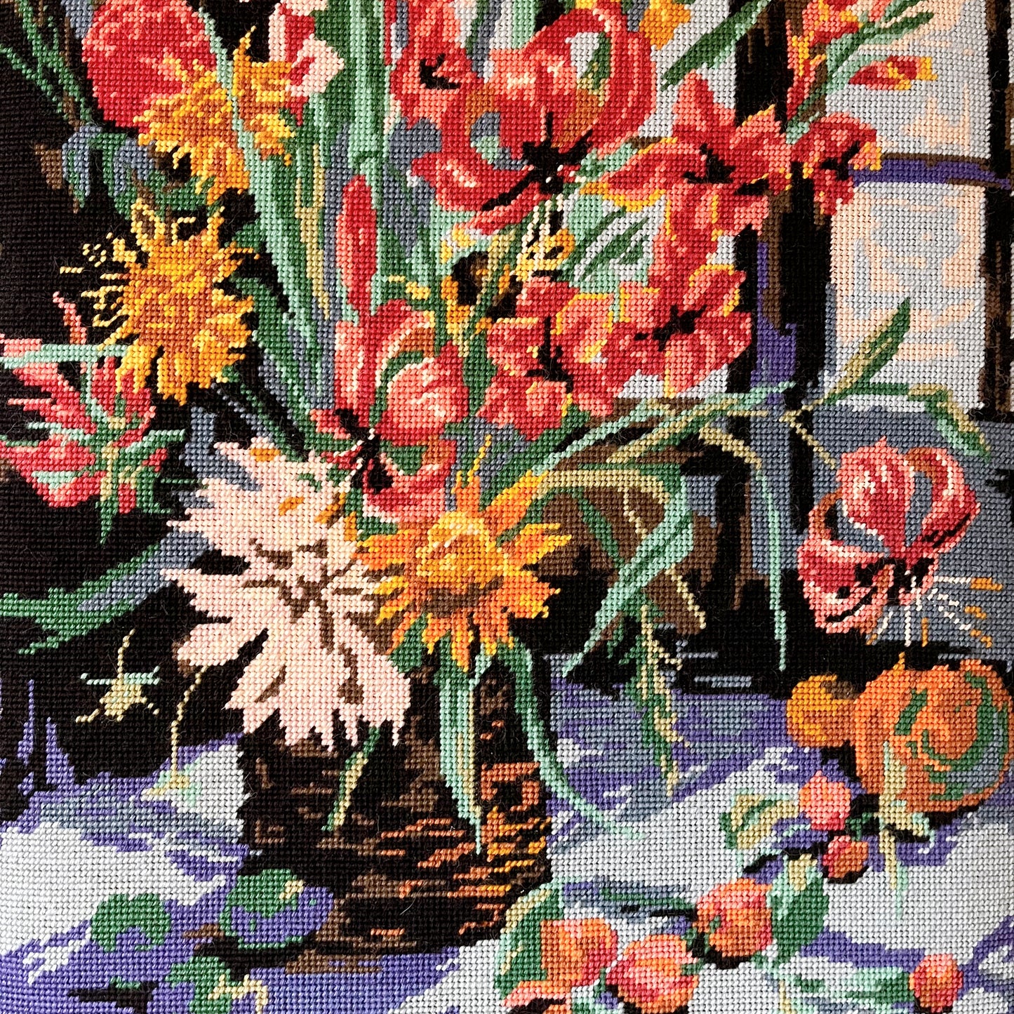 Floral vase still life needlepoint