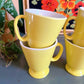 Vintage yellow-green pedetstal mugs