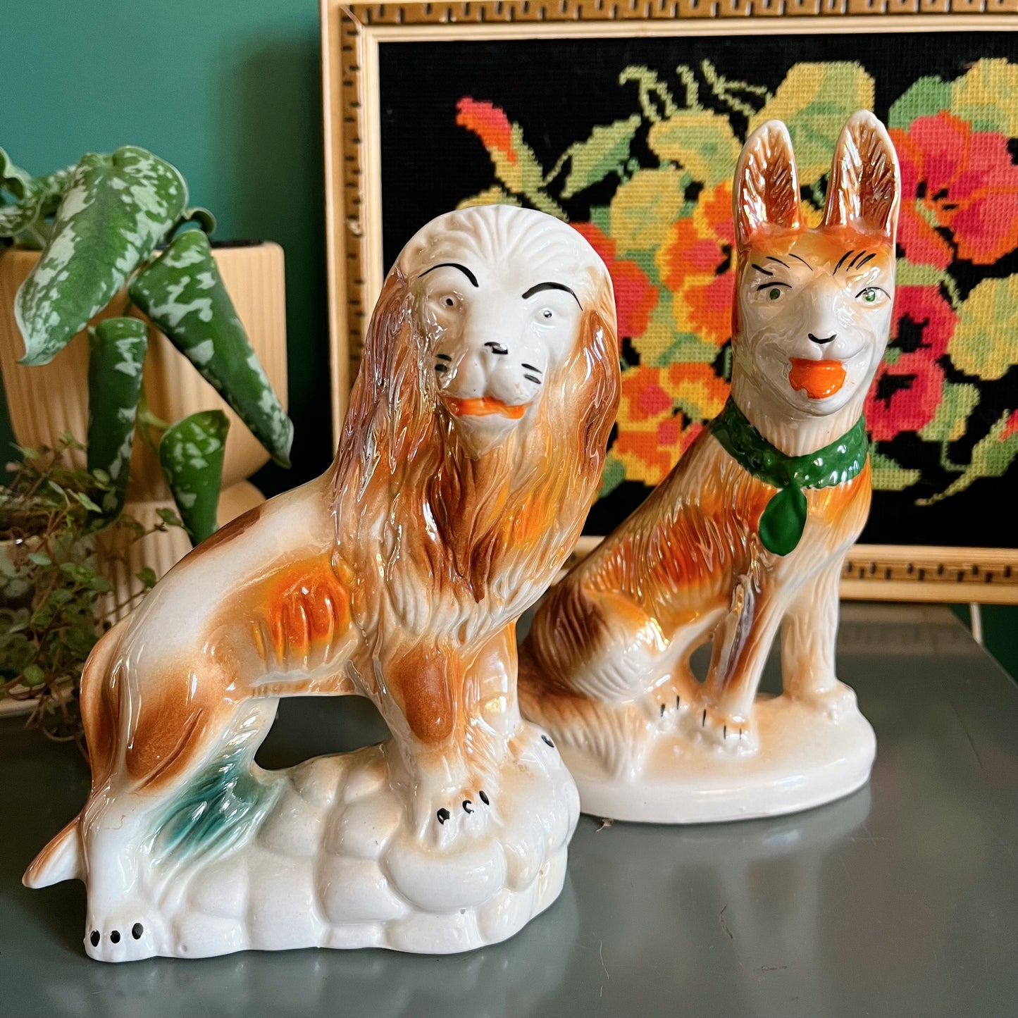 Vintage glossy ceramic animal figurines