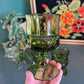 Vintage Indiana Glass "King's Crown" glasses in avocado green (sets of 2)