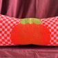 Vintage towel throw pillow: pink & red checkers