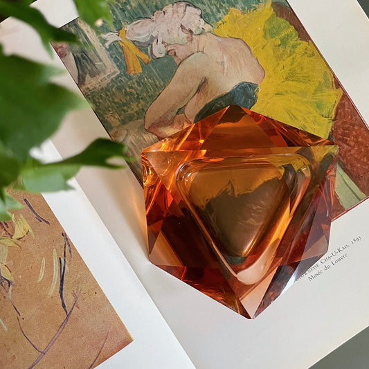 Orange glass prism dish