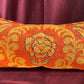 Vintage towel throw pillow: orange & yellow floral