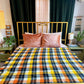 Ayers wool blanket in black, orange, yellow and white plaid